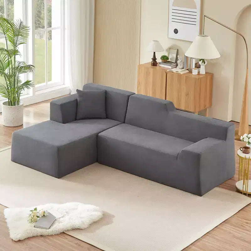 GDFStudio Celine, canapé sectionnel moderne à 3 places en velours côtelé en forme de L de 245 cm