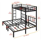 Lit superposé double en métal, triple lit mezzanine convertible, garde-corps pleine longueur et échelle, gain de place, pas de sommier, noir, lit double superposé pour adolescents/adultes
