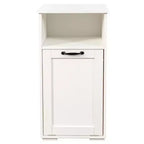 VIYET 29.5 Storage Cabinet, White Particle Board+MDF Storage Cabinet w/ 1 Removable Liner Bag & Open Shelf