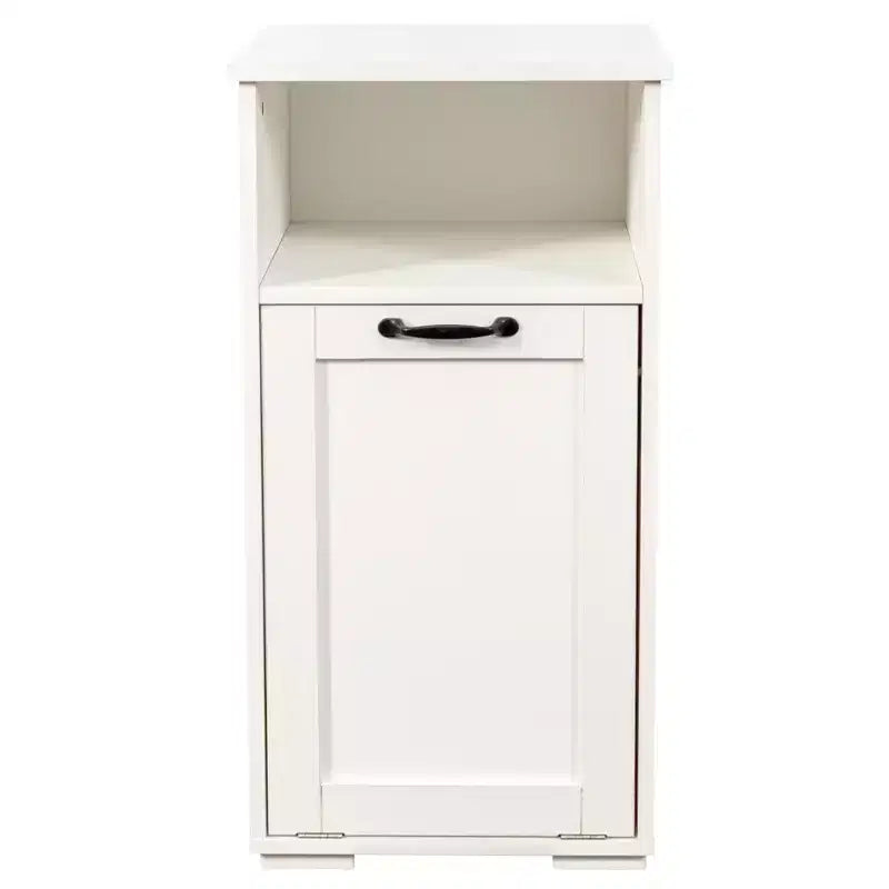 VIYET 29.5 Storage Cabinet, White Particle Board+MDF Storage Cabinet w/ 1 Removable Liner Bag & Open Shelf