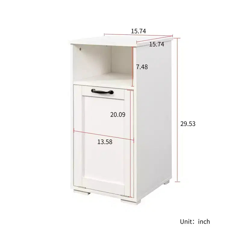 Meuble de rangement VIYET 29.5, panneau de particules blanc + armoire de rangement en MDF avec 1 sac de doublure amovible et étagère ouverte