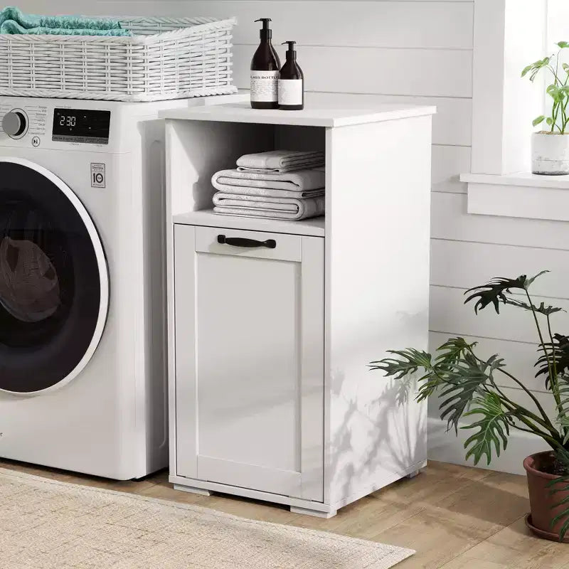 Meuble de rangement VIYET 29.5, panneau de particules blanc + armoire de rangement en MDF avec 1 sac de doublure amovible et étagère ouverte