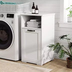 Meuble de rangement VIYET 29.5, panneau de particules blanc + armoire de rangement en MDF avec 1 sac de doublure amovible et étagère ouverte