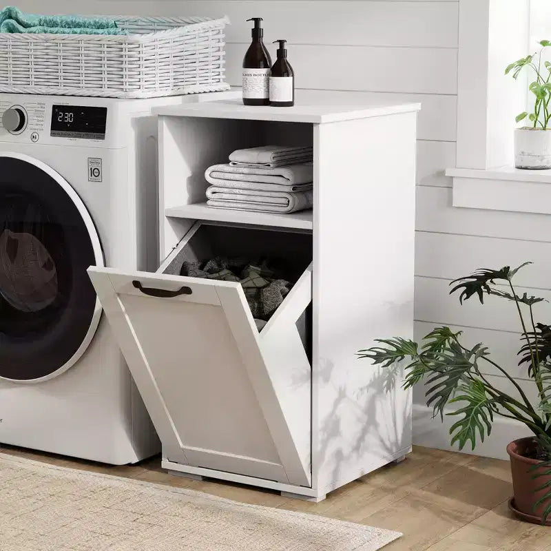 Meuble de rangement VIYET 29.5, panneau de particules blanc + armoire de rangement en MDF avec 1 sac de doublure amovible et étagère ouverte