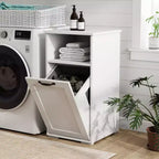 Meuble de rangement VIYET 29.5, panneau de particules blanc + armoire de rangement en MDF avec 1 sac de doublure amovible et étagère ouverte