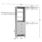 Besiost Ensemble de 2 organiseurs de dressing avec étagères et 6 tringles de suspension, système de dressing 116-192 avec tiroirs