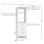 Besiost Ensemble de 2 organiseurs de dressing avec étagères et 6 tringles de suspension, système de dressing 116-192 avec tiroirs