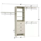 Besiost Ensemble de 2 organiseurs de dressing avec étagères et 6 tringles de suspension, système de dressing 116-192 avec tiroirs
