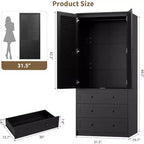 Armoire à portes persiennes | PB noir + MDF + Mélaminé + Papier | Pour Chambre à coucher, Chambre d'amis