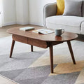 Living Room Oval Coffee Table, Wood Farmhouse Low Table with 2 Drawers, Modern Centre Table for Study Room Office Hotel Balcony
