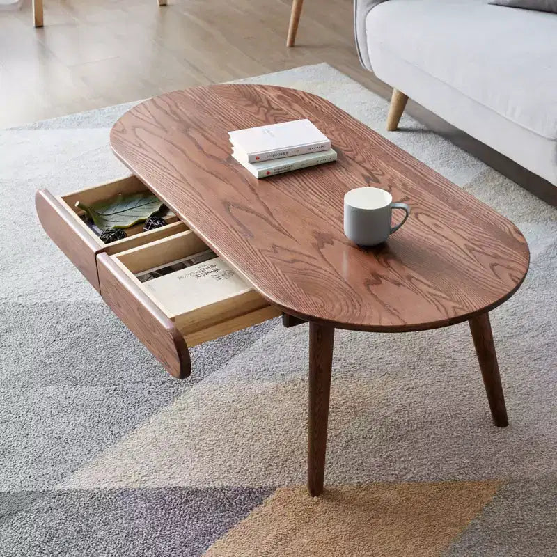 Table basse ovale de salon, table basse de ferme en bois avec 2 tiroirs, table basse moderne pour bureau, hôtel, balcon