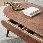 Table basse ovale de salon, table basse de ferme en bois avec 2 tiroirs, table basse moderne pour bureau, hôtel, balcon