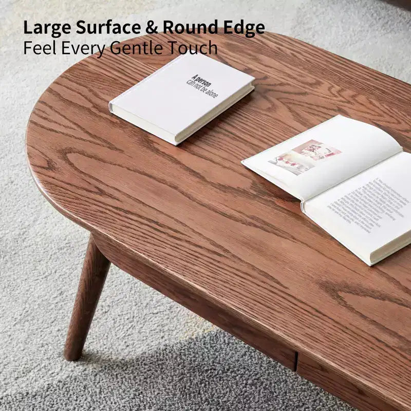 Table basse ovale de salon, table basse de ferme en bois avec 2 tiroirs, table basse moderne pour bureau, hôtel, balcon