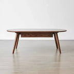 Table basse ovale de salon, table basse de ferme en bois avec 2 tiroirs, table basse moderne pour bureau, hôtel, balcon