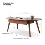 Table basse ovale de salon, table basse de ferme en bois avec 2 tiroirs, table basse moderne pour bureau, hôtel, balcon