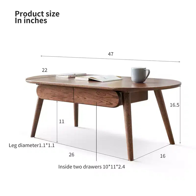 Table basse ovale de salon, table basse de ferme en bois avec 2 tiroirs, table basse moderne pour bureau, hôtel, balcon