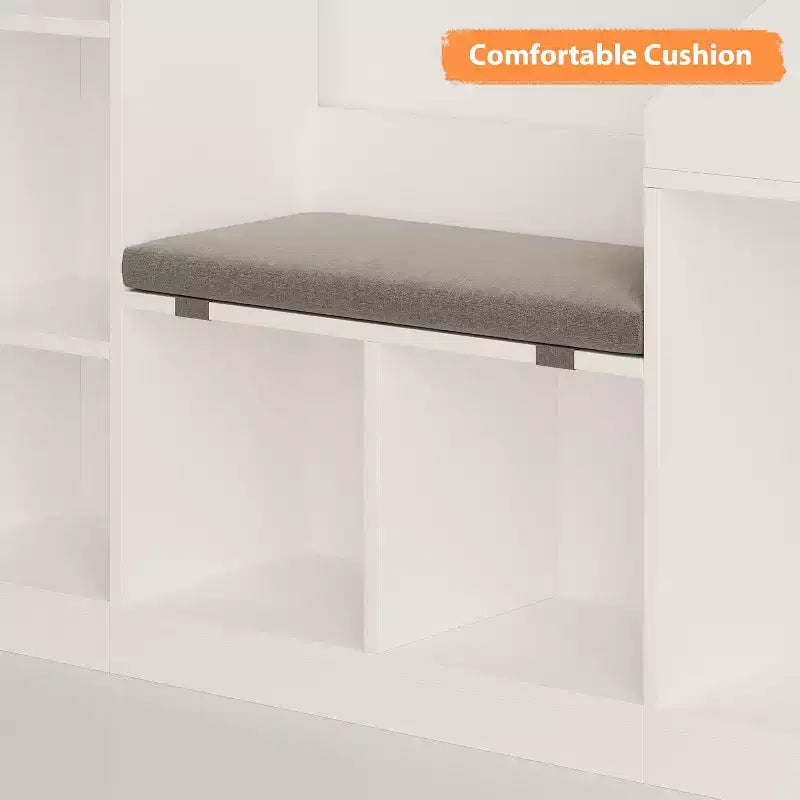 Étagère à livres pour enfants, 6 cubes de rangement pour enfants avec coussin d'assise, bibliothèque en forme de toit pour enfants, kit anti-basculement, blanc