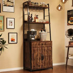 Étagère de boulanger avec tiroir de 180 cm de haut, étagère de boulanger avec armoire, support de micro-ondes, meuble bar haut, meuble de cuisine industriel avec tiroir