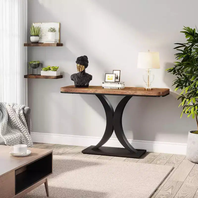 Table console d'entrée industrielle Lantine, table d'appoint compacte pour couloir et petits espaces