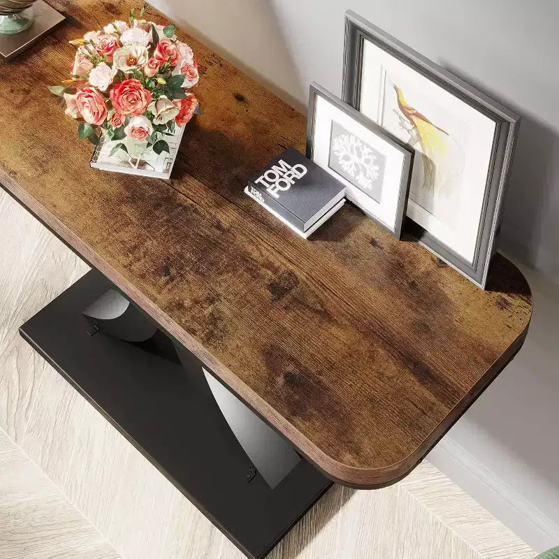 Table console d'entrée industrielle Lantine, table d'appoint compacte pour couloir et petits espaces