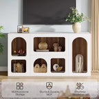 Meuble TV moderne Lantine de 150 cm pour téléviseurs jusqu'à 65 pouces, meuble de divertissement en bois avec étagères ouvertes pour salon, chambre, blanc