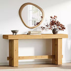 Console en bois massif Lantine de 63 pouces, table de canapé style ferme avec rangement pour salon, table d'appoint étroite pour entrée et couloir, finition naturelle