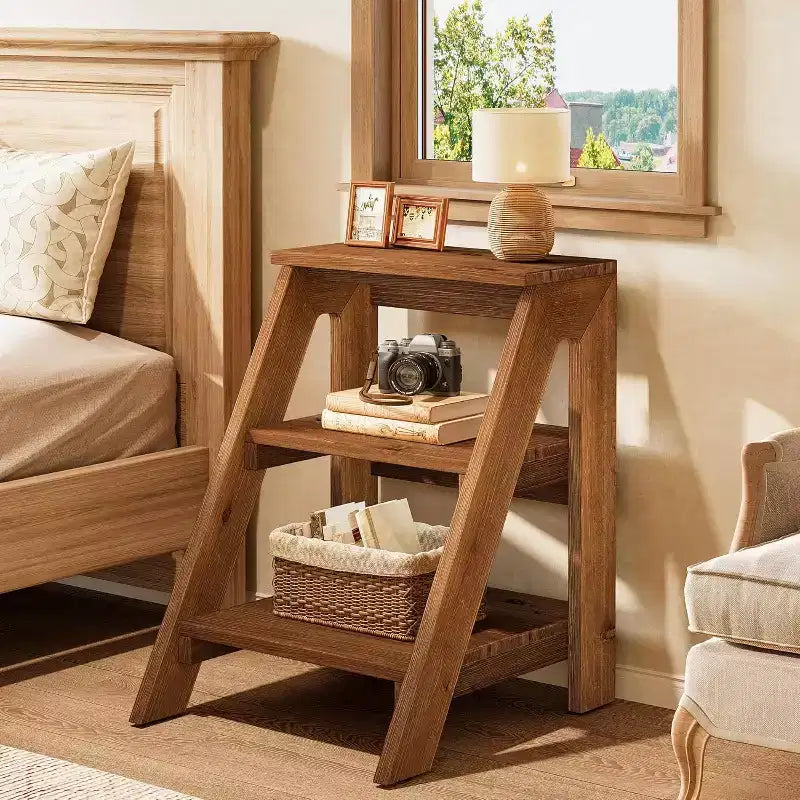 Table d'appoint ronde Lantine, table d'appoint de style fermier avec cadre creux en métal blanc, petite table de chevet pour salon, chambre à coucher, montage facile