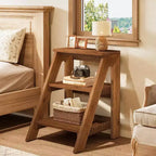 Table d'appoint ronde Lantine, table d'appoint de style fermier avec cadre creux en métal blanc, petite table de chevet pour salon, chambre à coucher, montage facile