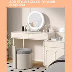 Miroir de maquillage lumineux 19 pouces, miroir de coiffeuse blanc rotatif à 360° pour chambre, à poser sur table ou bureau