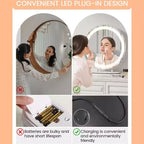 Miroir de maquillage lumineux 19 pouces, miroir de coiffeuse blanc rotatif à 360° pour chambre, à poser sur table ou bureau