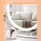 Miroir de maquillage lumineux 19 pouces, miroir de coiffeuse blanc rotatif à 360° pour chambre, à poser sur table ou bureau