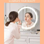 Miroir de maquillage lumineux 19 pouces, miroir de coiffeuse blanc rotatif à 360° pour chambre, à poser sur table ou bureau