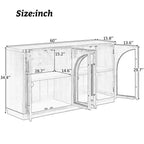 JVNOXK Buffet de rangement grande capacité 4 portes de 152 cm – Design de meuble arqué avec étagères réglables – Idéal pour les cuisines, Noir