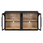 JVNOXK Buffet de rangement grande capacité 4 portes de 152 cm – Design de meuble arqué avec étagères réglables – Idéal pour les cuisines, Noir