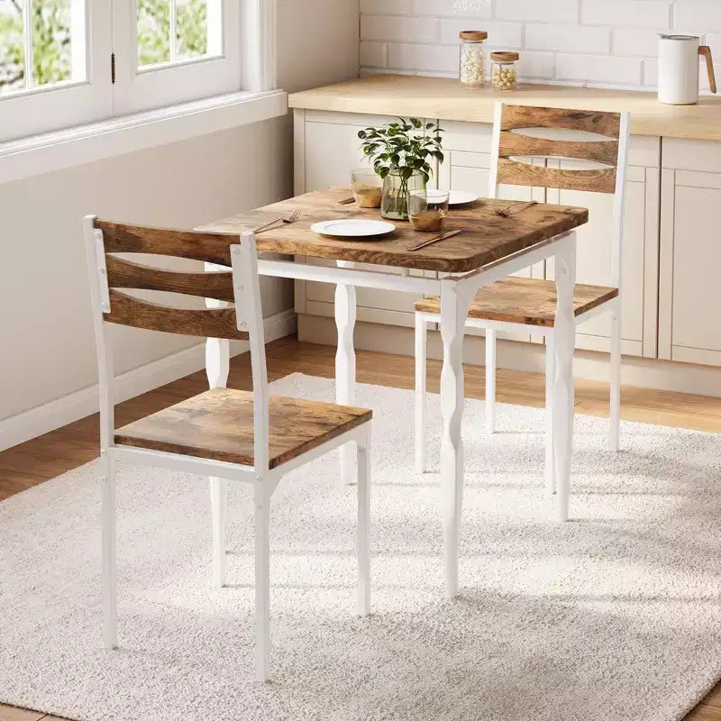 Ensemble table et chaises de salle à manger 2 places, ensemble table et 2 chaises, ensemble table à manger 3 pièces avec pieds de table en spirale pour petits espaces, cuisine, appartement