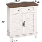 Meuble de rangement réglable à 3 niveaux avec portes persiennes - Buffet de ferme étanche et meuble de bar à café avec tiroir spacieux