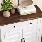 Meuble de rangement réglable à 3 niveaux avec portes persiennes - Buffet de ferme étanche et meuble de bar à café avec tiroir spacieux