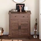 Meuble de rangement réglable à 3 niveaux avec portes persiennes - Buffet de ferme étanche et meuble de bar à café avec tiroir spacieux