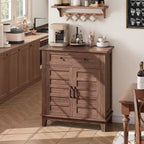 Meuble de rangement réglable à 3 niveaux avec portes persiennes - Buffet de ferme étanche et meuble de bar à café avec tiroir spacieux