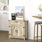Meuble de rangement Homcom avec tiroir, buffet moderne de style rustique avec 2 portes coulissantes, meuble de bar à café, couleur chêne