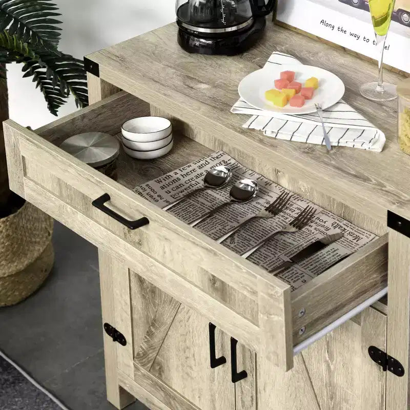 Meuble de rangement Homcom avec tiroir, buffet moderne de style rustique avec 2 portes coulissantes, meuble de bar à café, couleur chêne