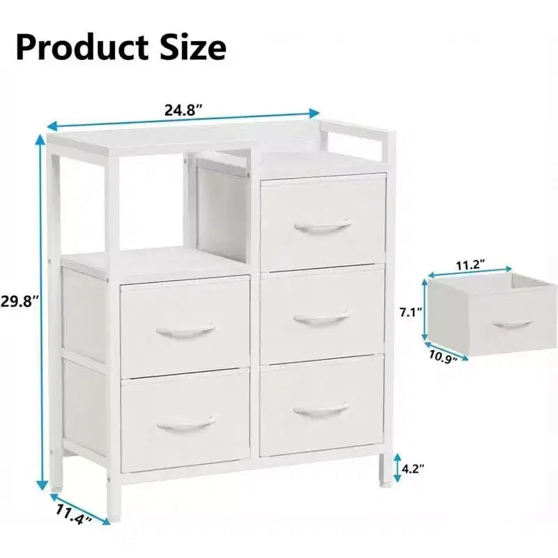 Meuble de classement mobile avec étagère ouverte, support d'imprimante roulant et classeur latéral en tissu pour bureau, compatible avec les dossiers de taille A4 ou Lettre