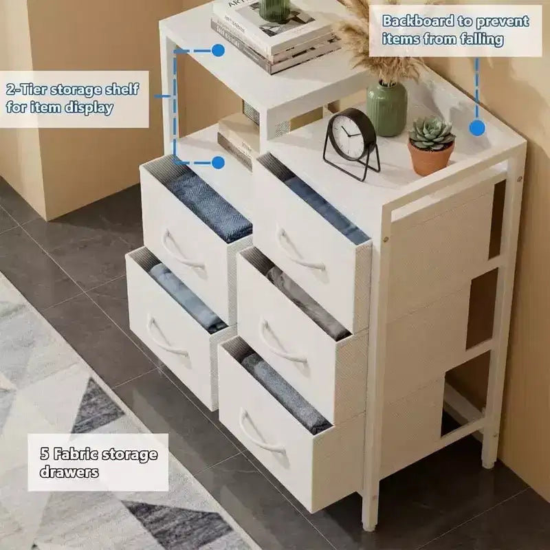 Meuble de classement mobile avec étagère ouverte, support d'imprimante roulant et classeur latéral en tissu pour bureau, compatible avec les dossiers de taille A4 ou Lettre