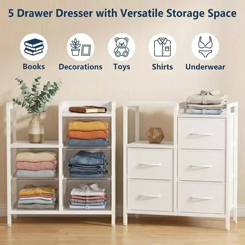 Meuble de classement mobile avec étagère ouverte, support d'imprimante roulant et classeur latéral en tissu pour bureau, compatible avec les dossiers de taille A4 ou Lettre