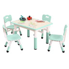 Lake Blue Kids Height-Adjustable Table & 4-Chair Set C Foldable Art Craft Desk with Erasable Top for Toddler Learning/Play/Dining