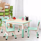 Ensemble table et 4 chaises réglables en hauteur pour enfants Lake Blue C - Bureau pliable d'activités créatives avec plateau effaçable pour l'apprentissage, le jeu et le repas des tout-petits
