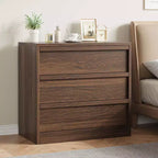 GustoWave 3 Drawer Walnut Nightstand for Bedroom, 30in Tall Small End Table with Large Storage & Anti-Tip Design