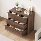 Table de chevet GustoWave 3 tiroirs en noyer pour chambre, petite table d'appoint de 76 cm de haut avec grand rangement et dispositif anti-basculement