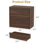 Table de chevet GustoWave 3 tiroirs en noyer pour chambre, petite table d'appoint de 76 cm de haut avec grand rangement et dispositif anti-basculement