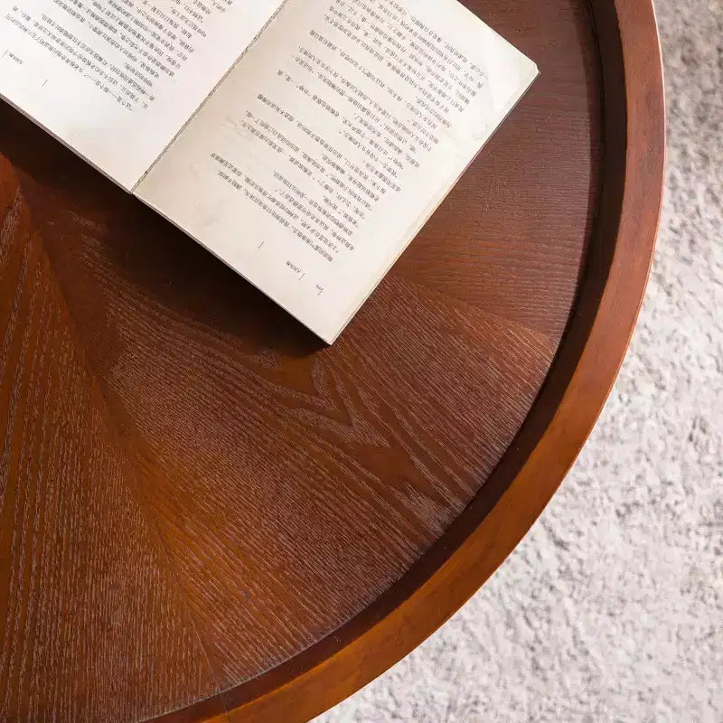 Table basse ronde, rangement intégré, style moderne du milieu du siècle pour salon, chambre, cuisine